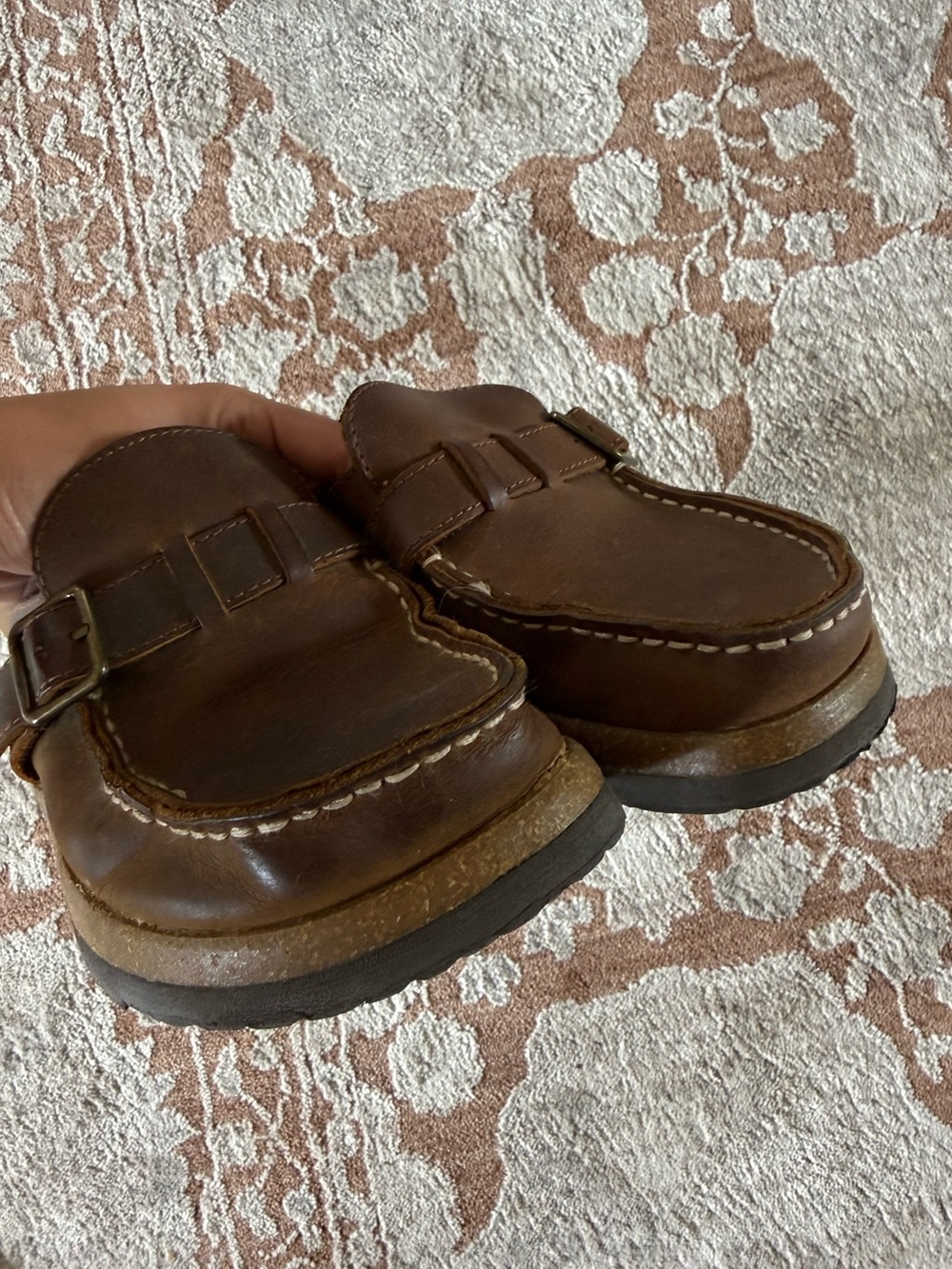 White mountain Brown Leather Slip-On Loafers clogs sz 9 - Picture 6 of 8